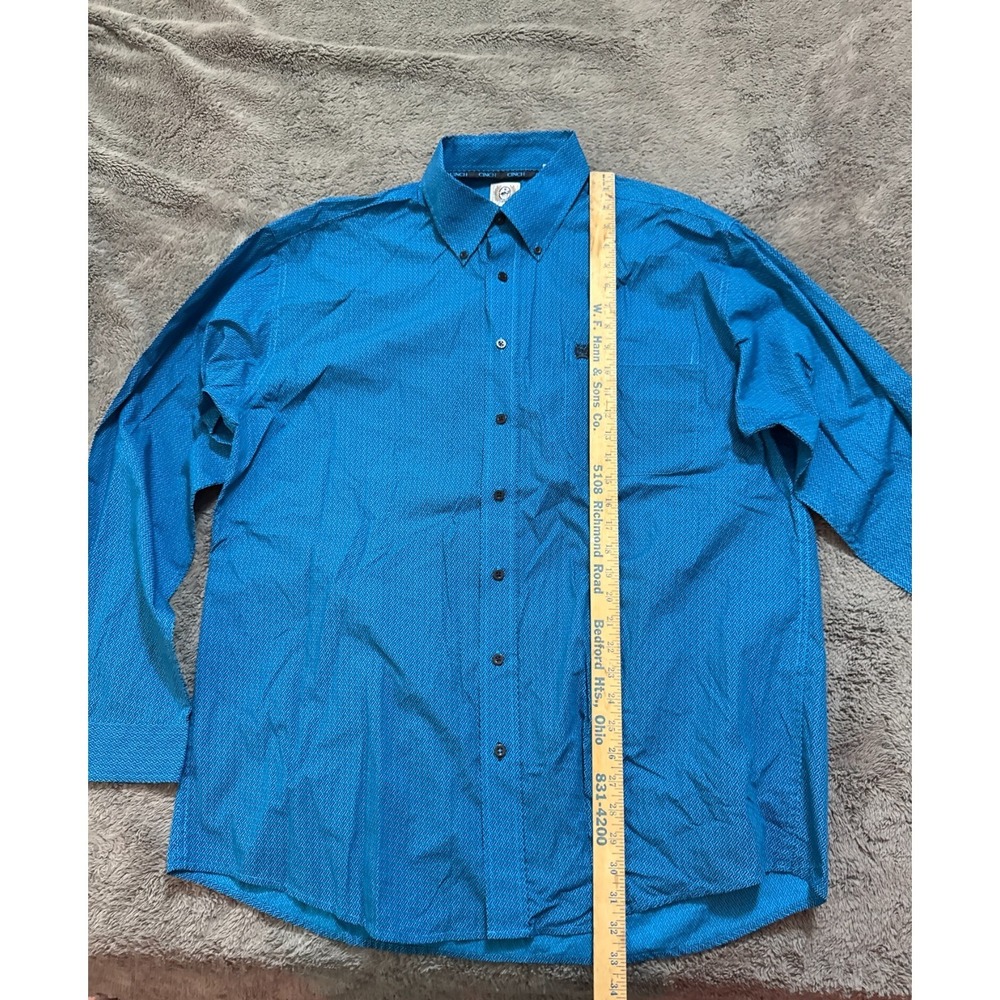 Cinch Shirt Mens L Blue Chest Pocket Logo Western Cowboy All Over Print - Picture 5 of 6